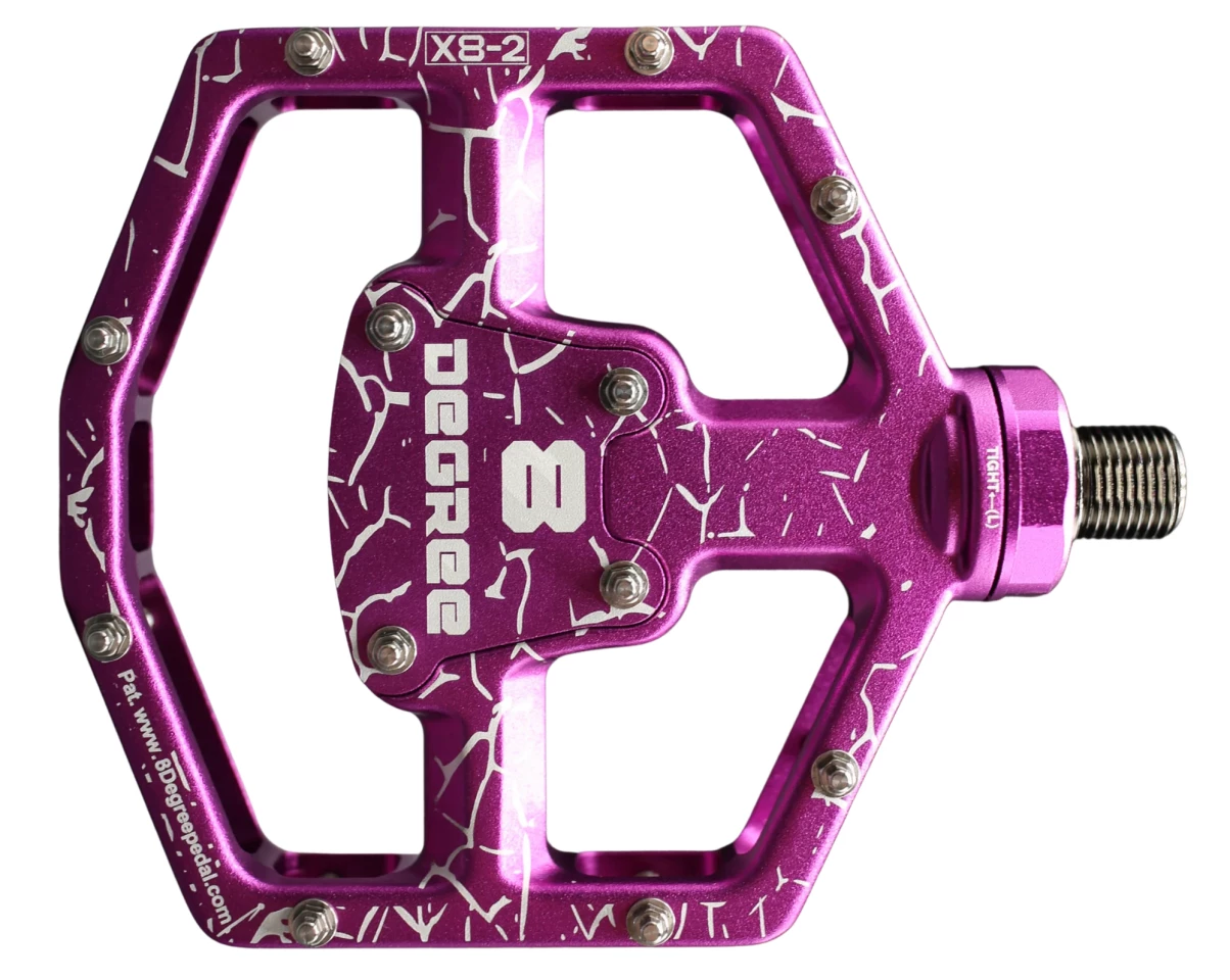 The 8 Degree Pedal features a 6061 aluminum body with a chromium hardened steel spindle