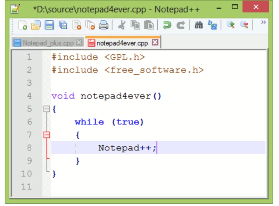 Open source editor Notepad++