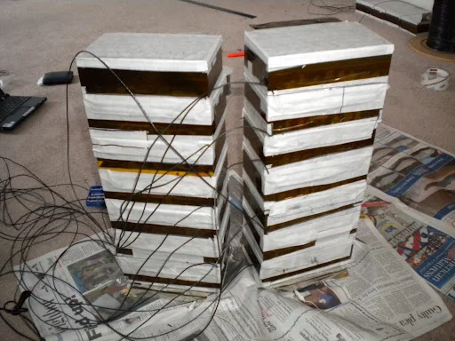 The 1,512 Lithium-Ion batteries donated to the build project by Tesla Motors