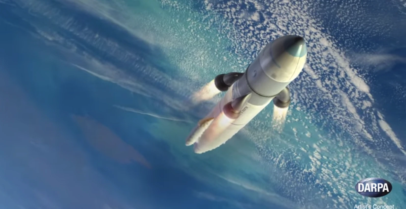The ALASA concept uses an expendable rocket dropped from a conventional aircraft to launch 100-lb payloads into space (Image: DARPA)