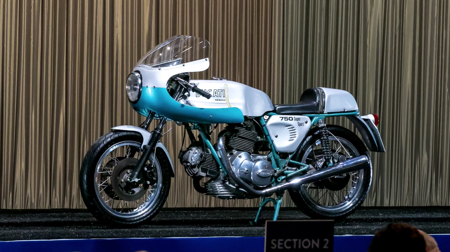 With a final price of $176,000, this 1974 Ducati 750 Supersport set a new world record for the bike which put Ducati on the map, beating out the previous record of US$152,885 (sold for EUR114,371) set at the Paris Retromobile auctions in February, 2013 by Artcurial and moving the 750 SS into a price bracket previously only achieved by Ducati NCR race bikes (but still well below the two Desmosedicis sold by RM in 2012.)