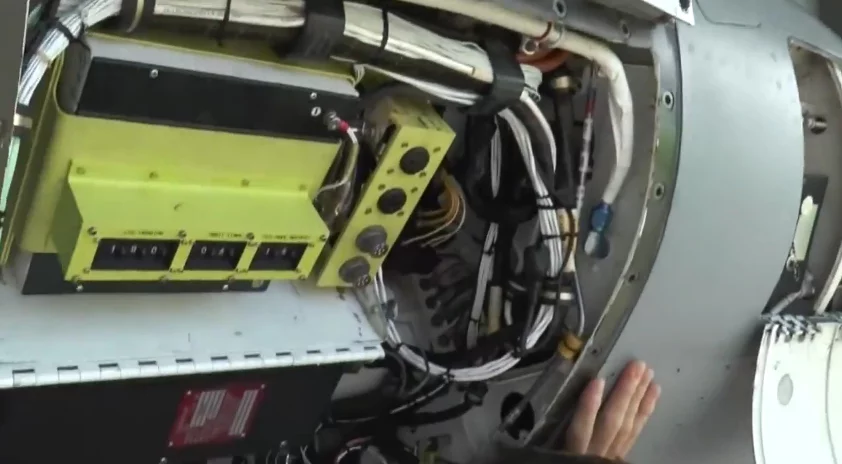Under the hood, some of the equipment installed to enable pilot-less flight in the the F-16 jet