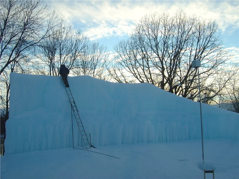 Roger Hanson uses water from his home's geothermal heating system to create elaborate ice sculptures in his backyard