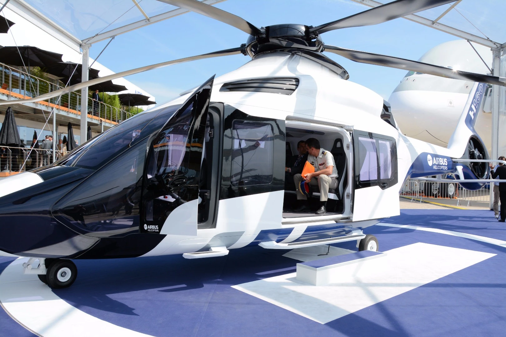 The H160 helicopter took to the air for the first time just before the doors opened to the 51st Paris Air Show