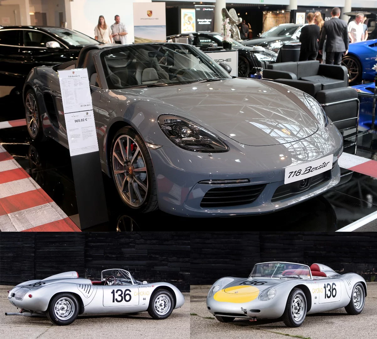 Porsche showed the €100,000 718 Boxster, and is working hard to create a strong link with the "718" designation with the aim of dropping the Boxster name entirely and rebranding the model as the modern version of the open cockpit racing car which put Porsche on the map fifty years ago. Original Porsche 718 racing cars now routinely fetch in the $2.5 to $3.0 million range at auction with Gooding & Co. setting the record at $3.3 million for a 1959 Porsche 718 RSK at Amelia Island in 2014. Comedian and Porsche collector Jerry Seinfeld recently fetched $2.86 million for his 1959 Porsche 718 RSK and the 718 above (lower pics) was owned by none other than Sir Sterling Moss and sold for £1,905,500 at Bonham's 2015 Goodwood Festival of Speed auction. I've always thought the Boxster name was rather undignified and besides, since Dudley Moore uttered the line "boxy but good" in the movie Crazy People about truth in advertising, I have always associated "box" with another brand. Here's hoping the soon-to-be-updated Boxster 718 looks a little more like the original.