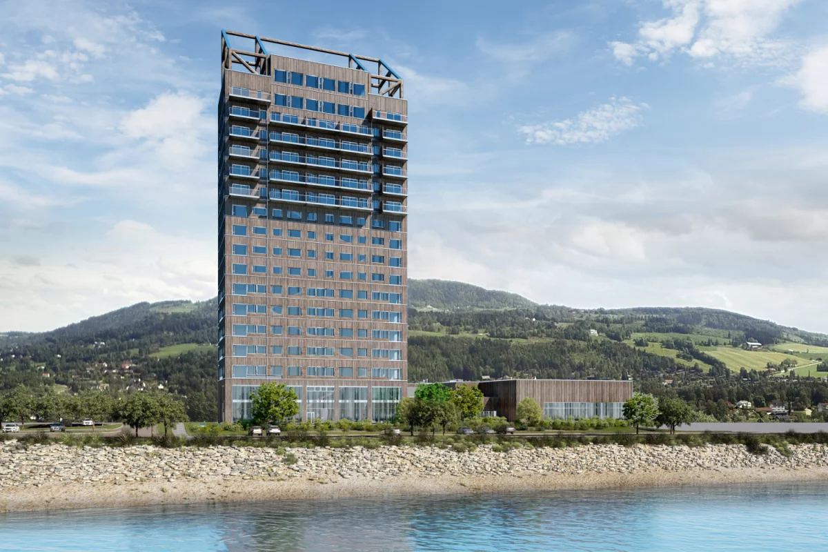 Mjøstårnet, by Voll Arkitekter AS, is a timber tower that rises to a height of 85.4 m (280 ft)