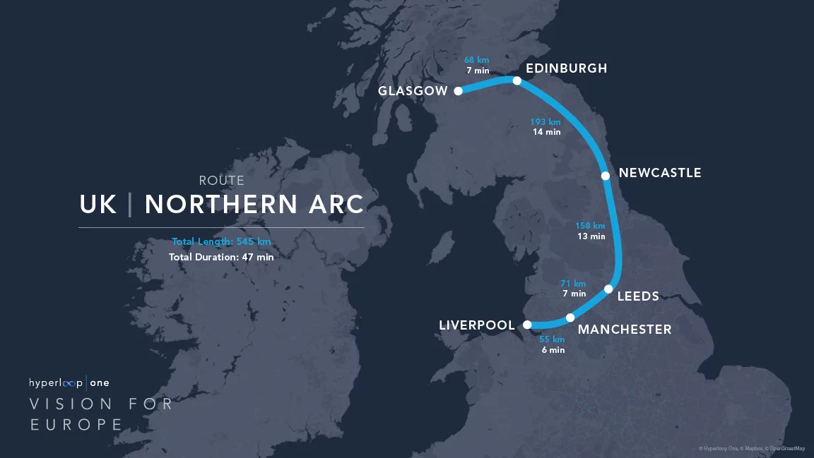 The route linking Liverpool and Glasgow