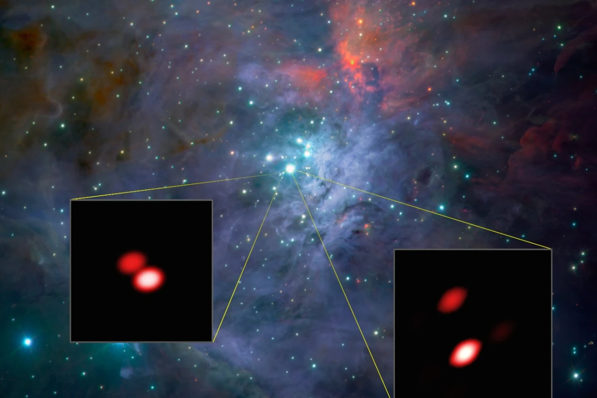 During the first light tests, GRAVITY discovered a hitherto unknown double star in the Trapezium Cluster of the Orion nebula