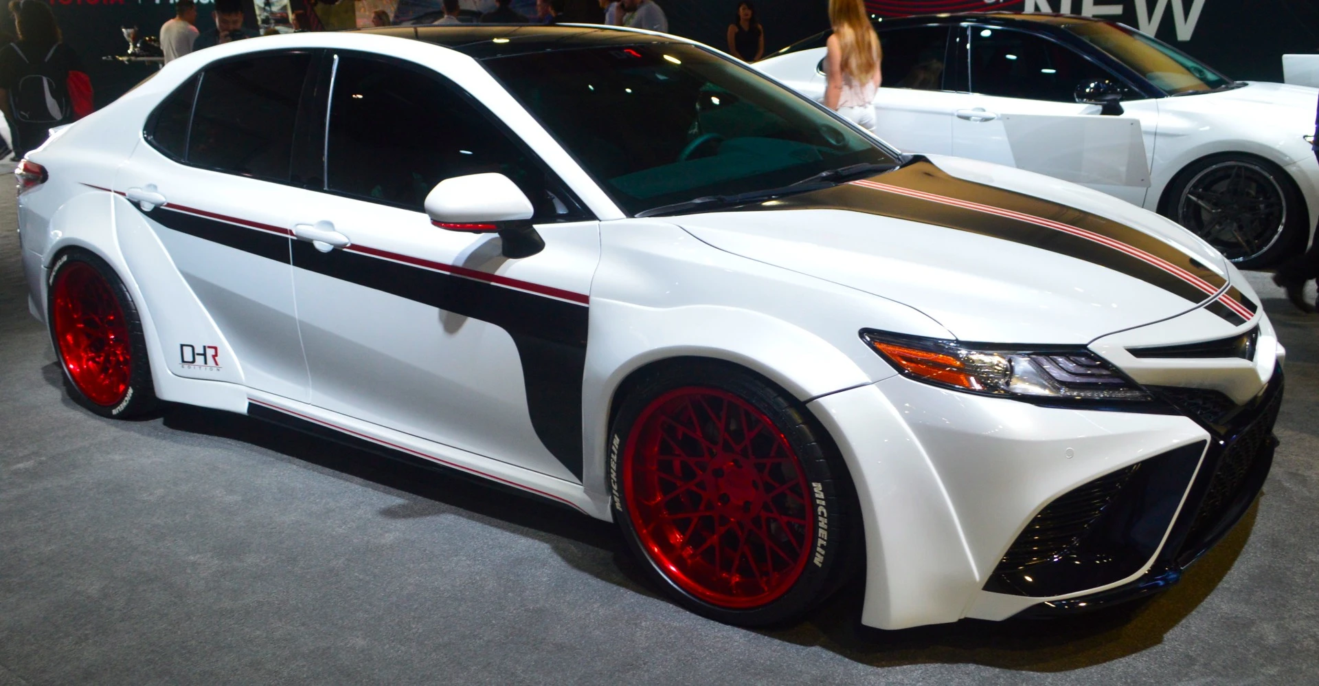 Toyota worked with Nascar drivers to come up with unique looks for the 2018 Camry. This one's by Denny Hamlin
