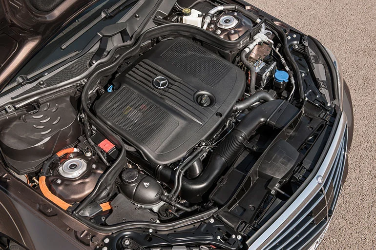 2014 model year Mercedes-Benz E-Class engine bay