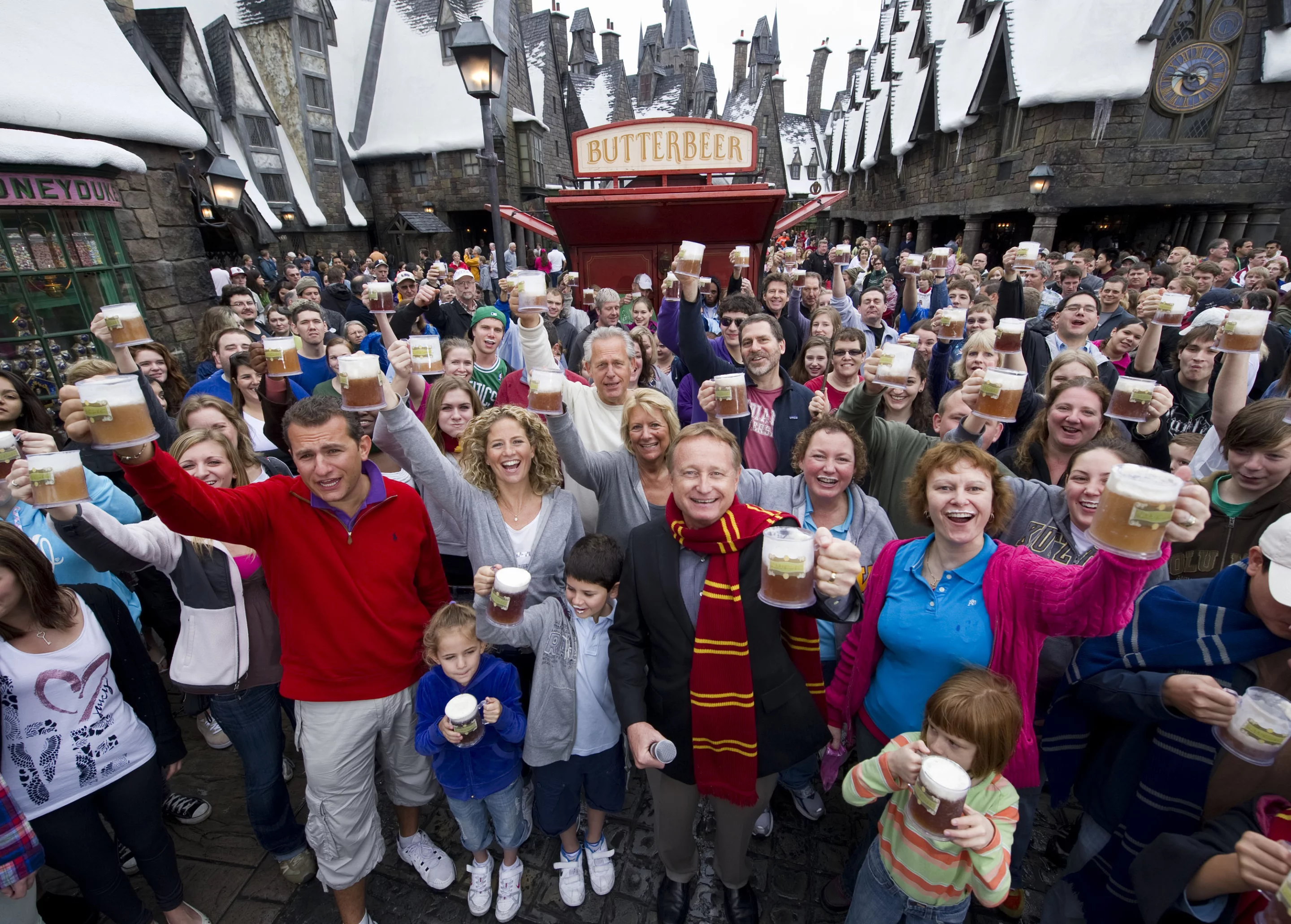 Universal Orlando Resort celebrated the one millionth Butterbeer sold at The Wizarding World of Harry Potter. To commemorate this major milestone, Universal Orlando shared 1,000 complimentary Butterbeers with guests Thursday. Butterbeer appears as a favorite drink inside the Harry Potter books and films and is only available inside The Wizarding World of Harry Potter.