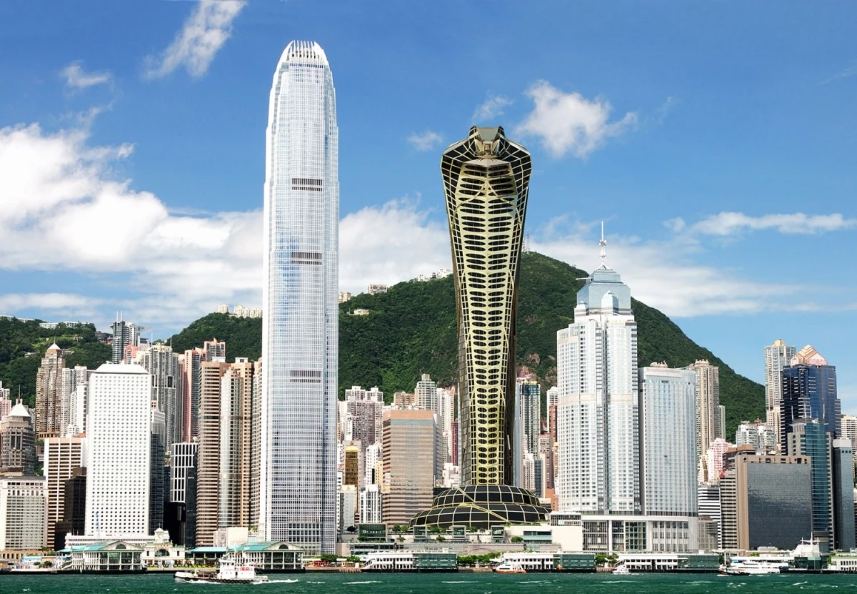 The cobra-shaped skyscraper sports a coiled tail at its base and increases in width as it rises