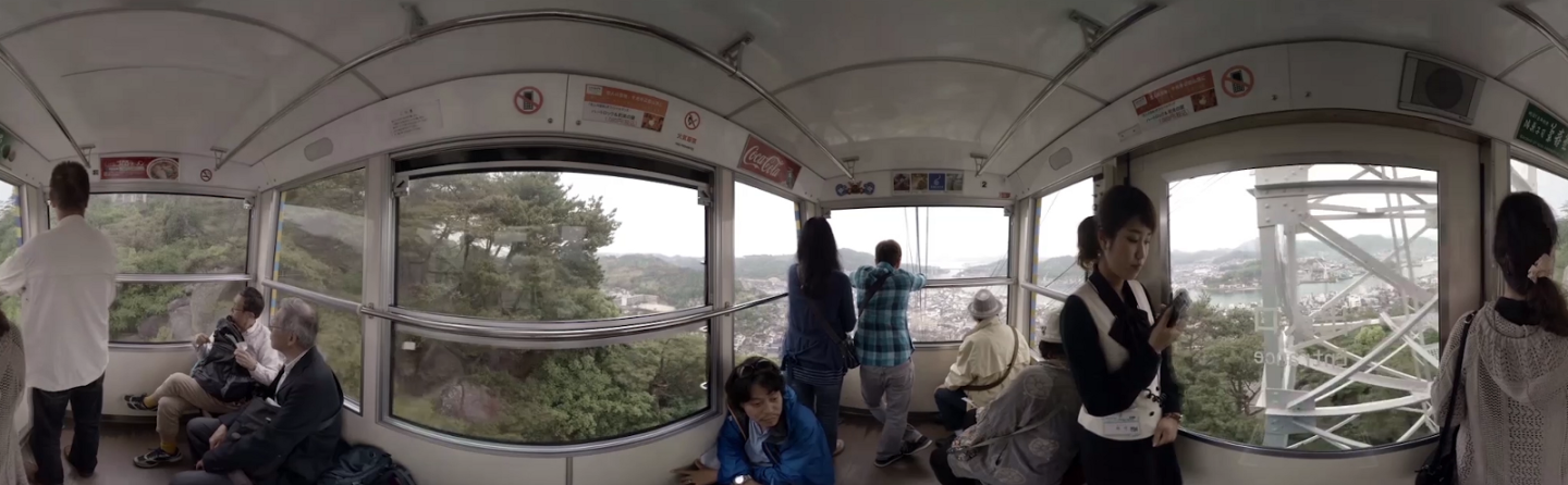 A 360 degree still from one of Jessica Brillhart's films illustrating a scene with multiple points of interest.
