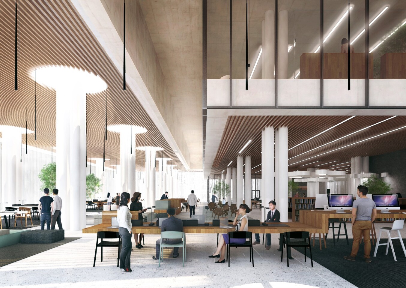 The atrium of the Tainan Public Library will span three stories, creating a big open space from which visitors will be able to see the building;s internal configuration