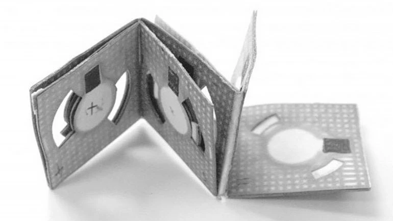 A folded paper battery powered by bacteria