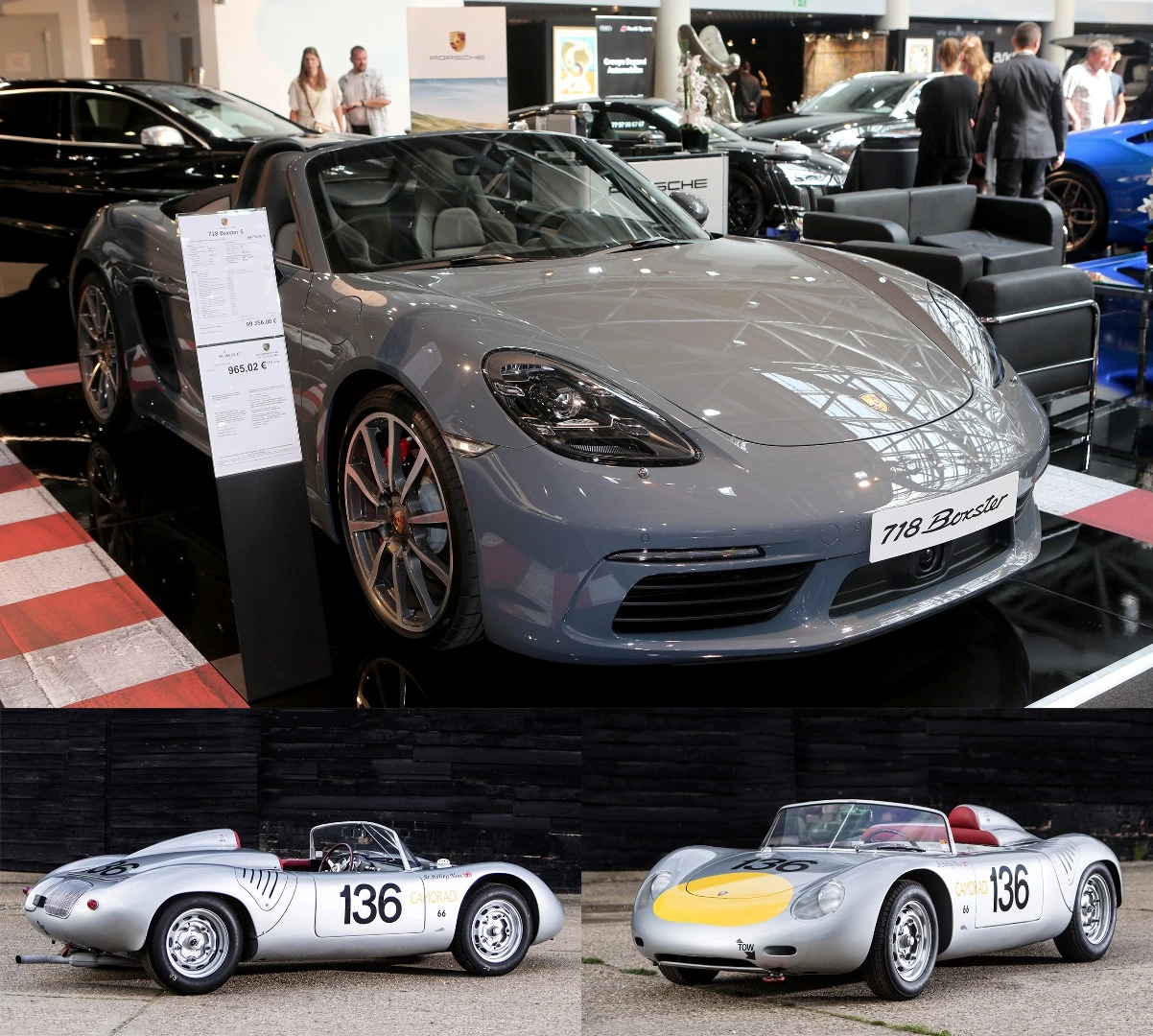 Porsche showed the €100,000 718 Boxster, and is working hard to create a strong link with the "718" designation with the aim of dropping the Boxster name entirely and rebranding the model as the modern version of the open cockpit racing car which put Porsche on the map fifty years ago. Original Porsche 718 racing cars now routinely fetch in the $2.5 to $3.0 million range at auction with Gooding & Co. setting the record at $3.3 million for a 1959 Porsche 718 RSK at Amelia Island in 2014. Comedian and Porsche collector Jerry Seinfeld recently fetched $2.86 million for his 1959 Porsche 718 RSK and the 718 above (lower pics) was owned by none other than Sir Sterling Moss and sold for £1,905,500 at Bonham's 2015 Goodwood Festival of Speed auction. I've always thought the Boxster name was rather undignified and besides, since Dudley Moore uttered the line "boxy but good" in the movie Crazy People about truth in advertising, I have always associated "box" with another brand. Here's hoping the soon-to-be-updated Boxster 718 looks a little more like the original.