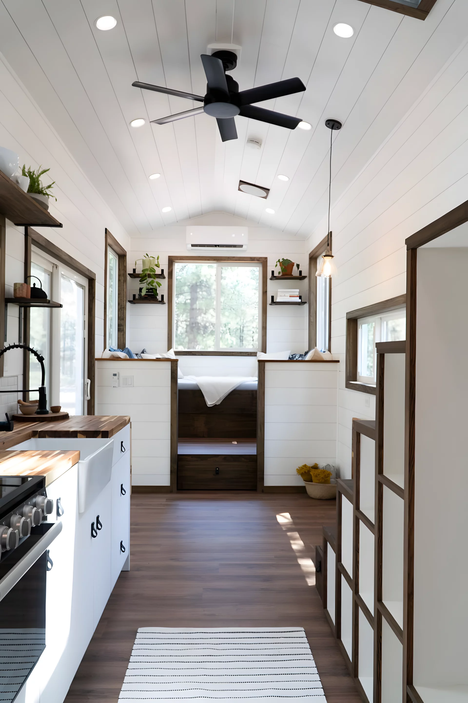 The Olympic's living room is raised and has U-shaped bench seating installed