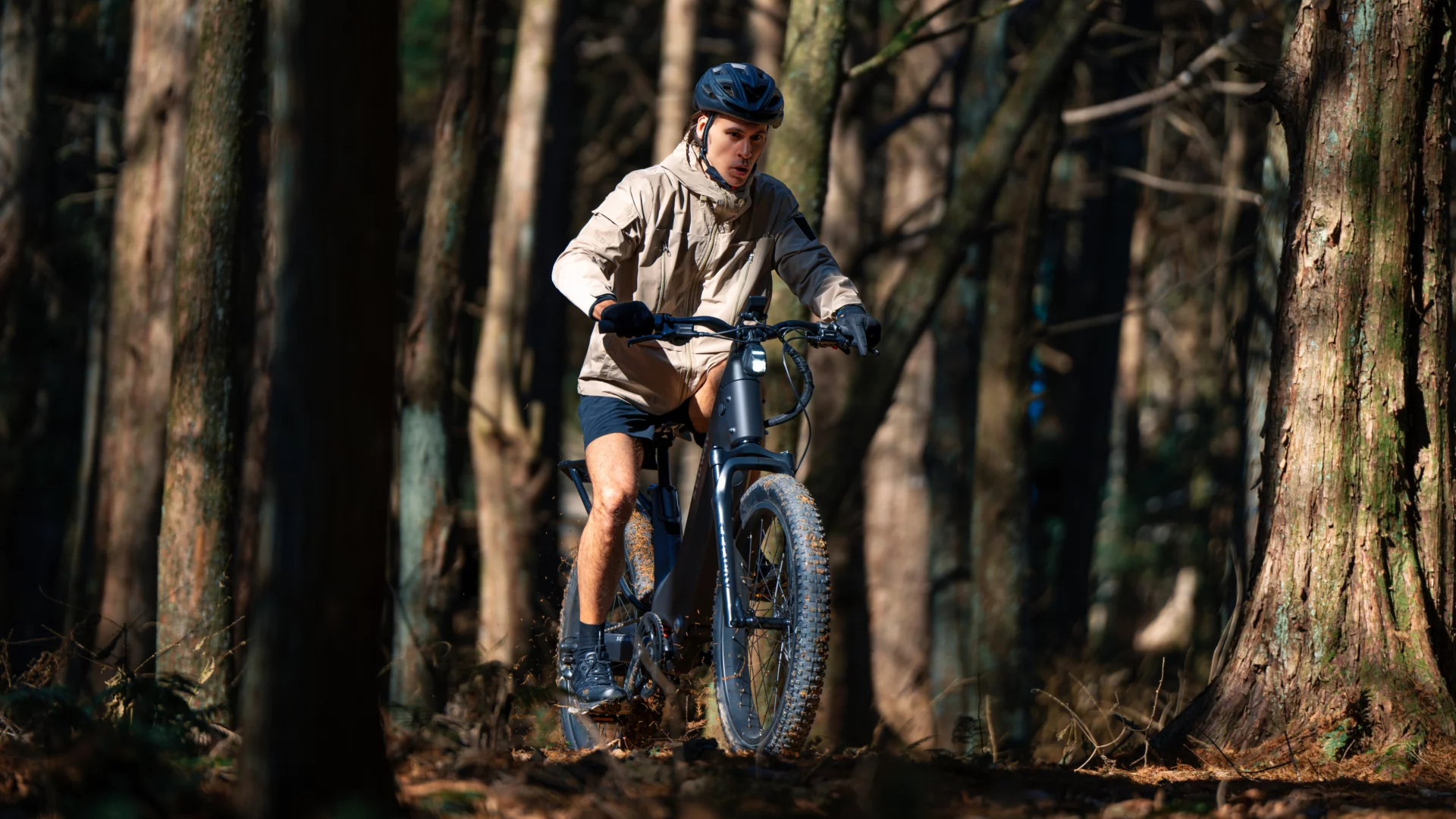 The Xafari model absorbs uneven terrain with full suspension and chunky 3-inch-wide tires