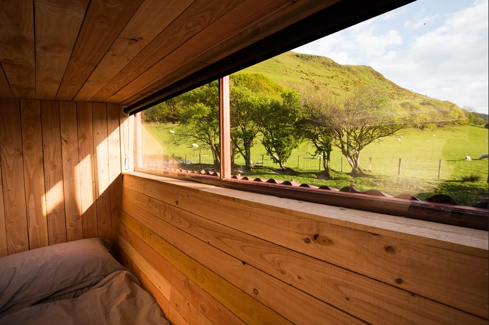 Gorgeous view from inside the Miner's Legend hut