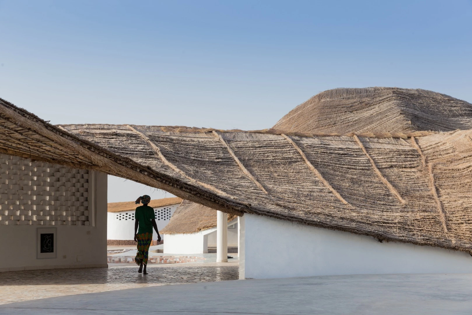 Traditional roof techniques were used, but inverted, to aid with rainwater capture at Thread: Artists’ Residence and Cultural Center, Senegal