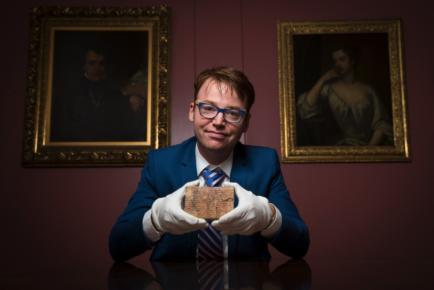 UNSW's Daniel Mansfield, holding the Plimpton 322 tablet