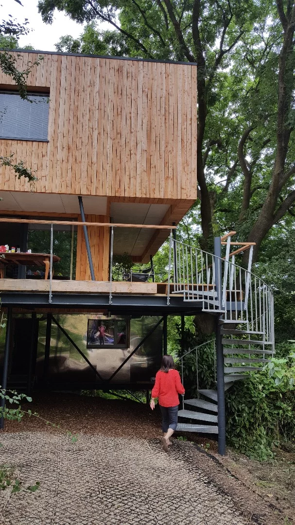 The architects had to consider the trees and their dimensions to build the home around the trunks and branches, while also calculating for future growth and movement