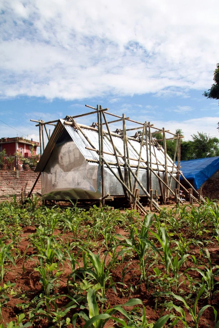 The recently-built Temporary Shelter in Nepal