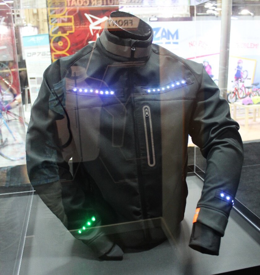 LEDs in the jacket's cuffs tell the wearer where to turn