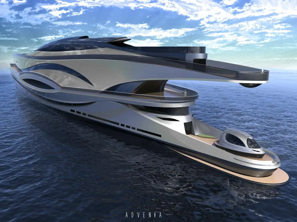 The Jet Capsule is the company's first major fully realized product – a luxury mini-yacht - seen here on a not realized superyacht concept