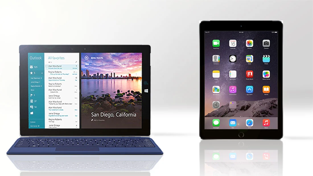 Gizmag compares the features and specs of the new Microsoft Surface 3 (left) and Apple iPad Air 2