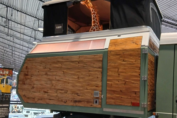 A unique pop-up camper for a unique base vehicle