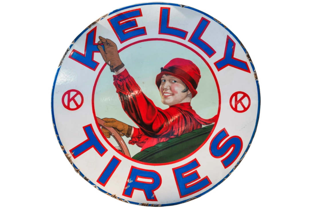 This Kelly Tires Single-Sided Porcelain Sign sold for $41,300 at Mecum's 2022 Kissimmee sale on 10 January 2022