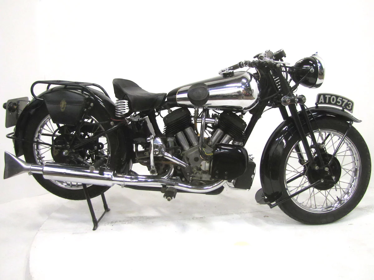 One of just 308 Brough Superior 11/50s made prior to WW2, the 11/50 was most frequently paired with a sidecar due to its muscular 1096cc J.A.P. flat-head V-Twin engine.