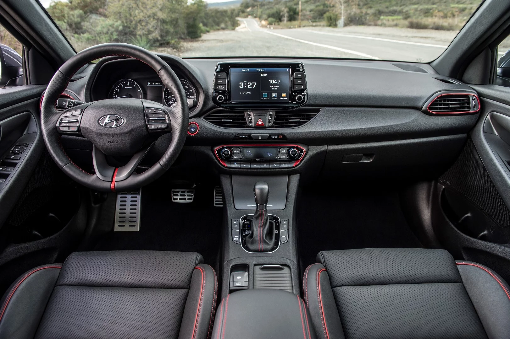 Controls in the Elantra GT are well-placed, legroom is extended, the dashboard is lifted for more knee space, and the whole front portion just feels more airy and organized