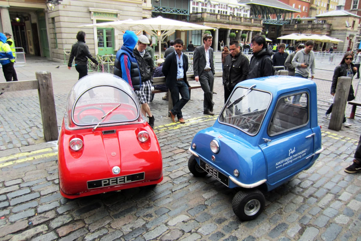 Originally manufactured in the 1960's, the world's smallest ever production car, the Peel P50 (right) and it's stablemate, the Trident (left) are getting a limited production run with updated powerplants