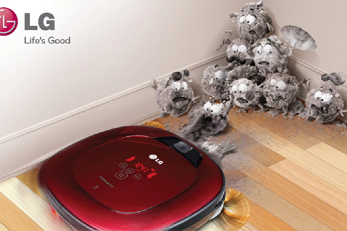 Instead of a disc-shaped design, LG's latest robotic vacuum cleaner has flat sides and corners