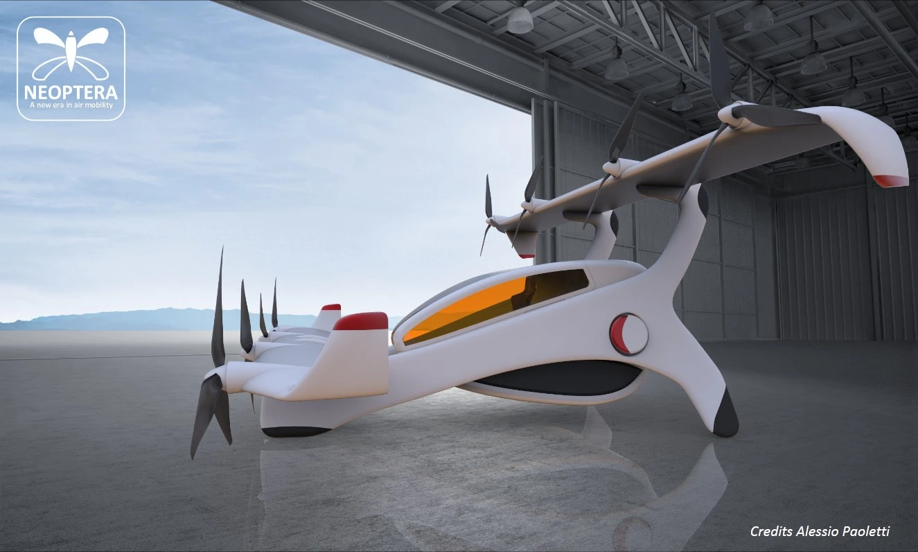 The Neoptera VTOL should be capable of carrying two to five passengers or an equivalent cargo payload
