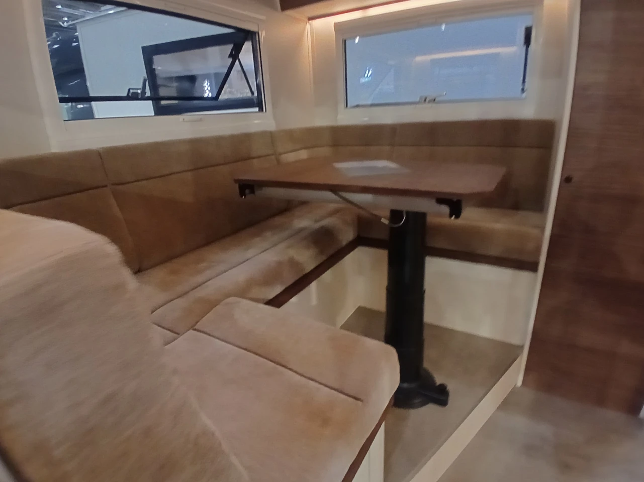 The wraparound sofa lounge in the rear converts into a second double bed