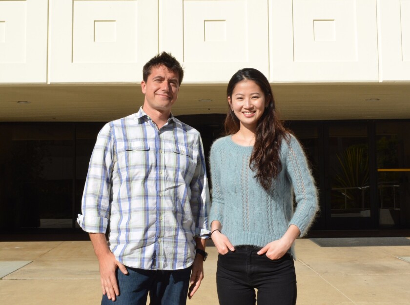 Associate Professor Eros Lazzerini Denchi (left) and Gracrditduate Student Julia Su Zhou Li led the study at The Scripps Research Institute (Credit: Madeline McCurry-Schmidt)