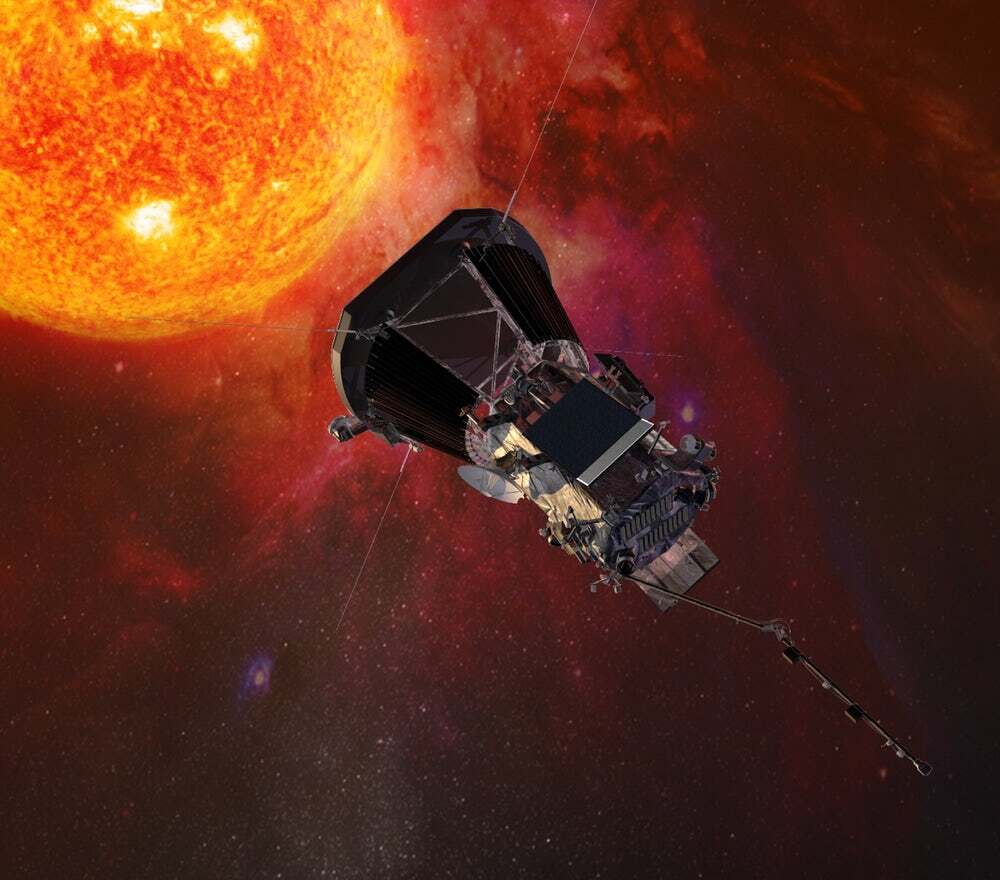 Artist's impression of the Solar Parker Probe in orbit around the Sun