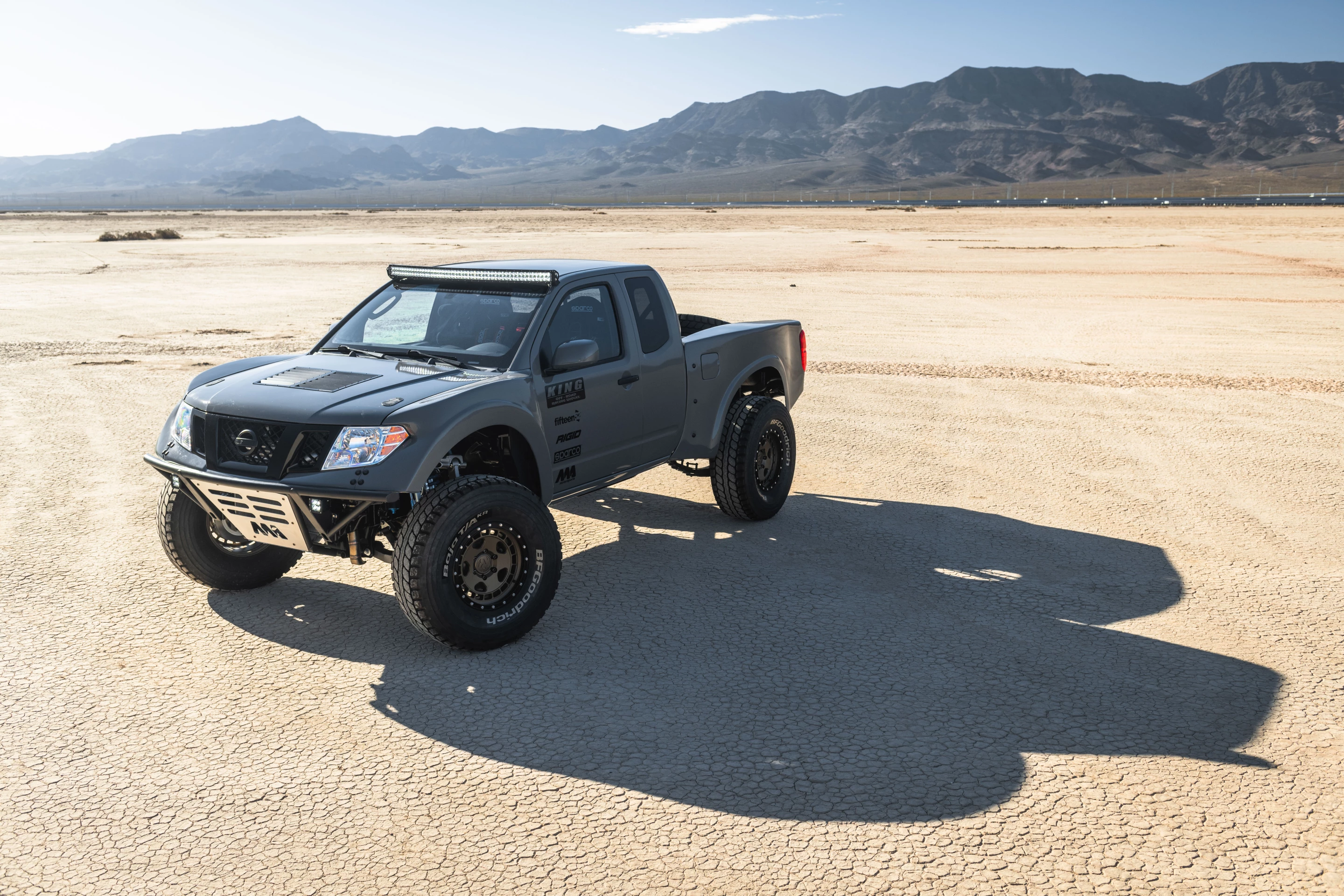 The bodywork changes for the Frontier Desert Runner are obvious and include Baja-race-ready designs for fenders (Fiberworx Pre Runner) and edges (MA Motorsports bumpers)