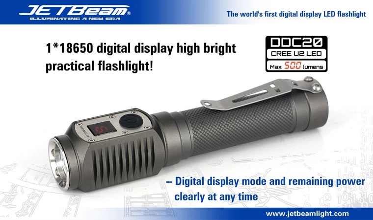 Digital Display flashlights offer maximum outputs between 160 and 500 lumens