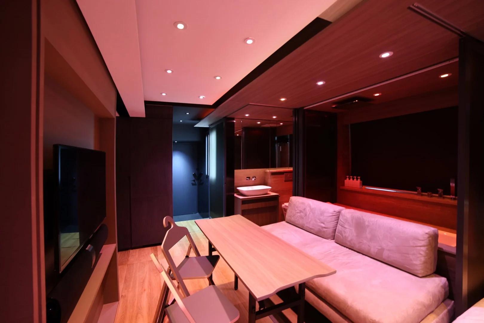 Furniture in the Small Home Smart Home can be folded away flat for efficient storage