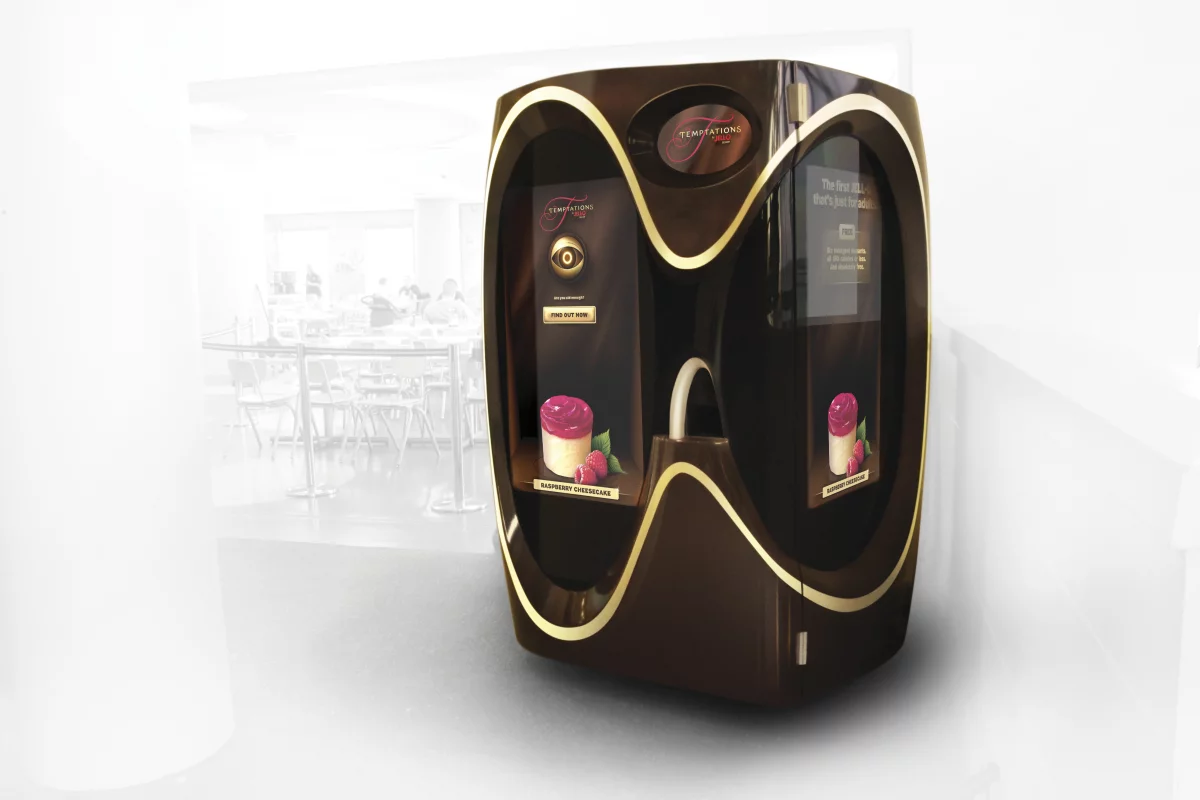 A new sampling machine for Jell-O Temptations scans consumers for their age and blocks children from receiving treats