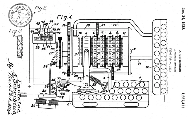 A diagram from the original Scherbius patent (source: CC)