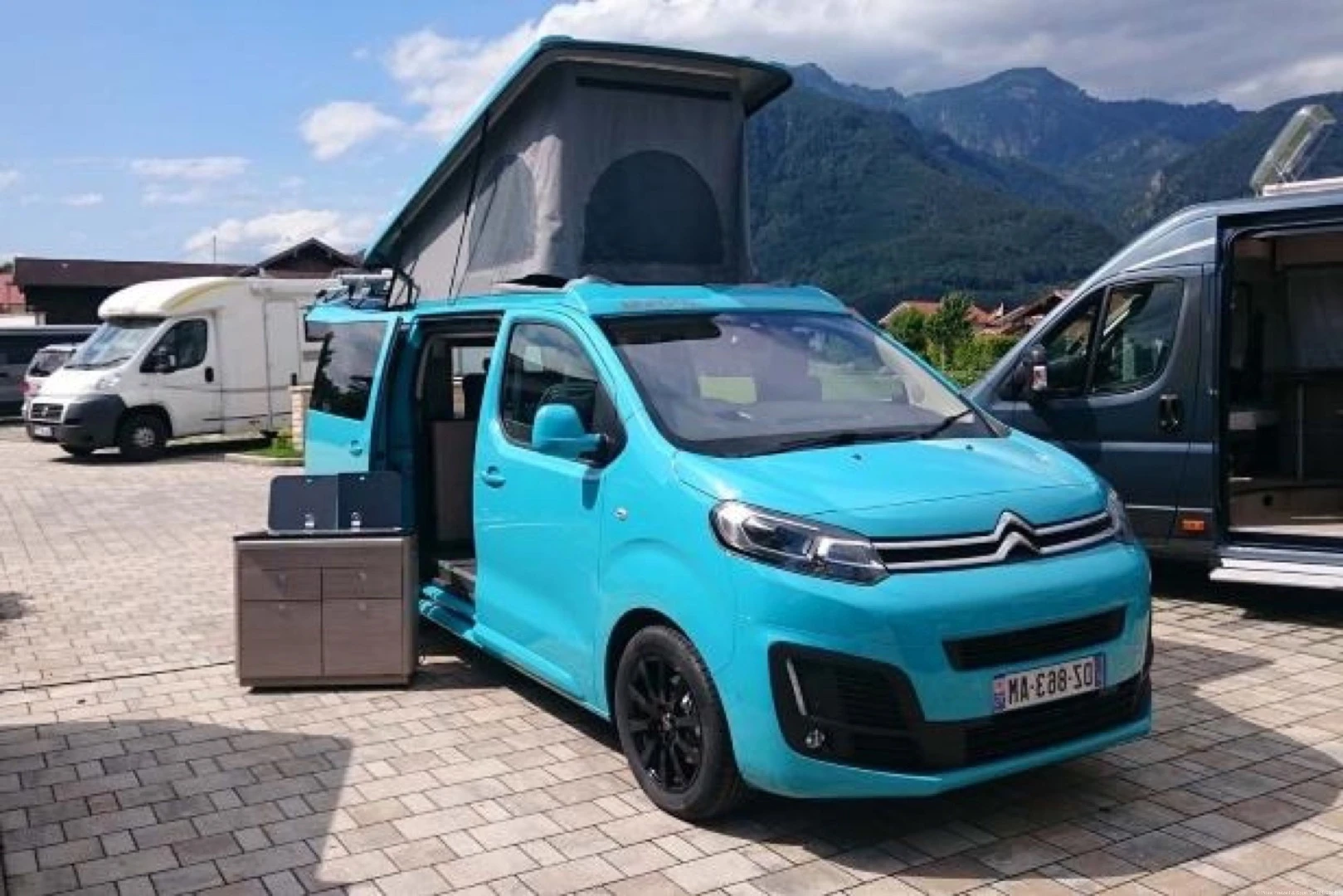 The Pössl Campster's kitchen can be removed to free up space