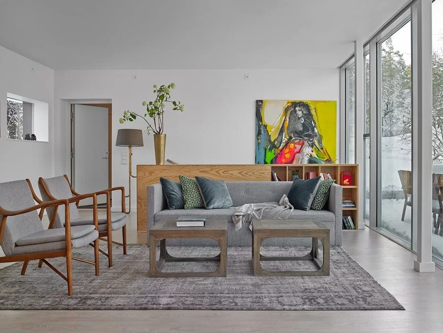Inside the Pulkabacken home by Street Monkey Architects in Värmdö, Sweden