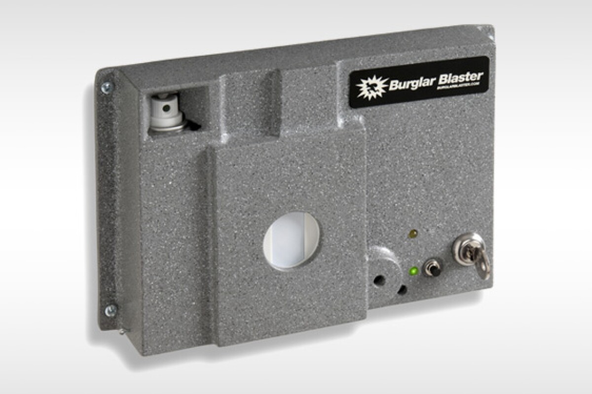 The Burglar Blaster is a home security system that uses pepper spray to incapacitate intruders (Photo: Heracles Research Corp.)