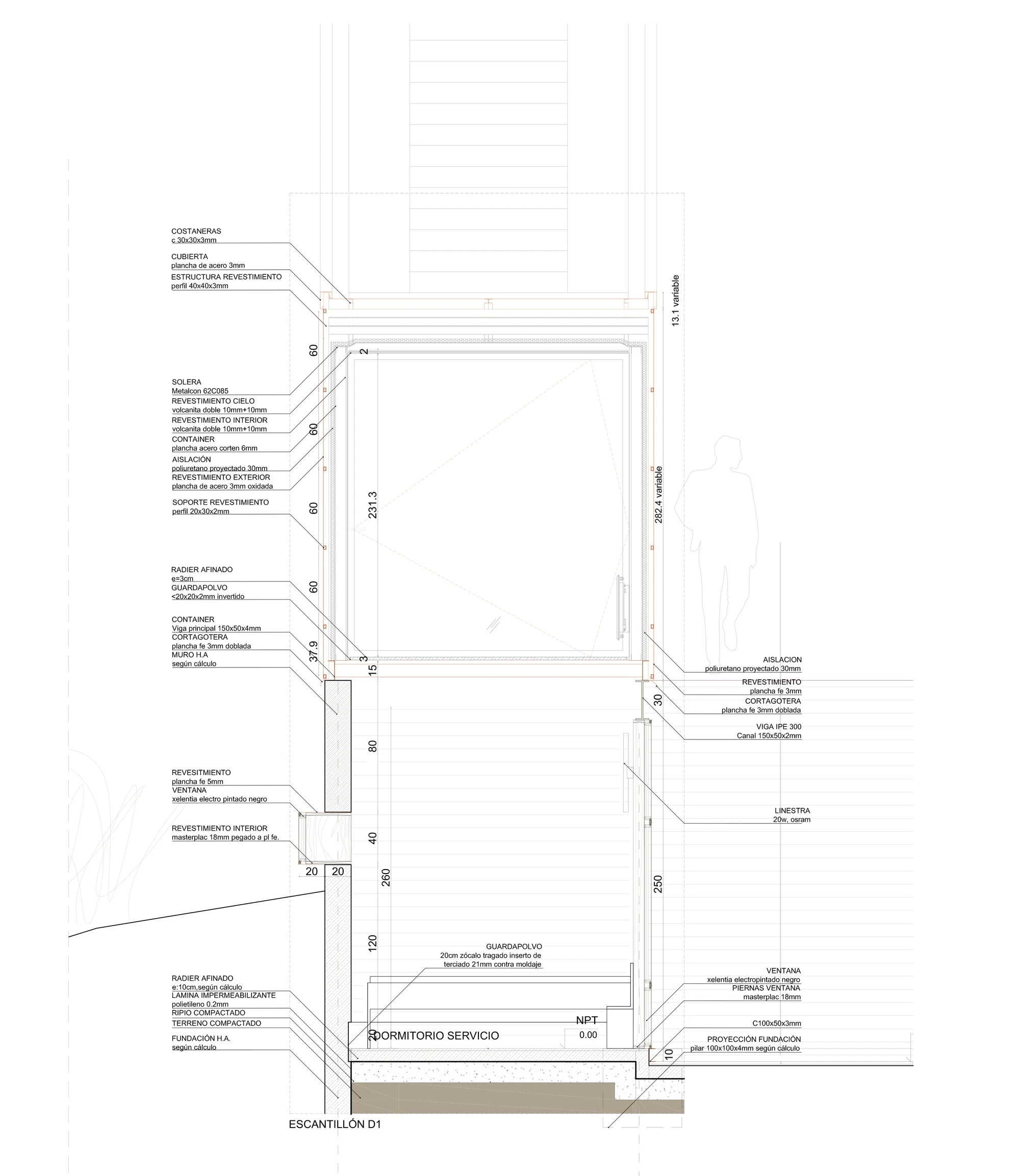 Architectural drawing of Caterpillar House (Image: Sebastián Irarrázaval)