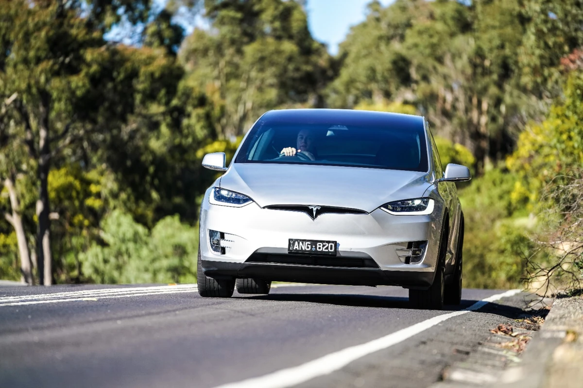 The Model X hauling uphill
